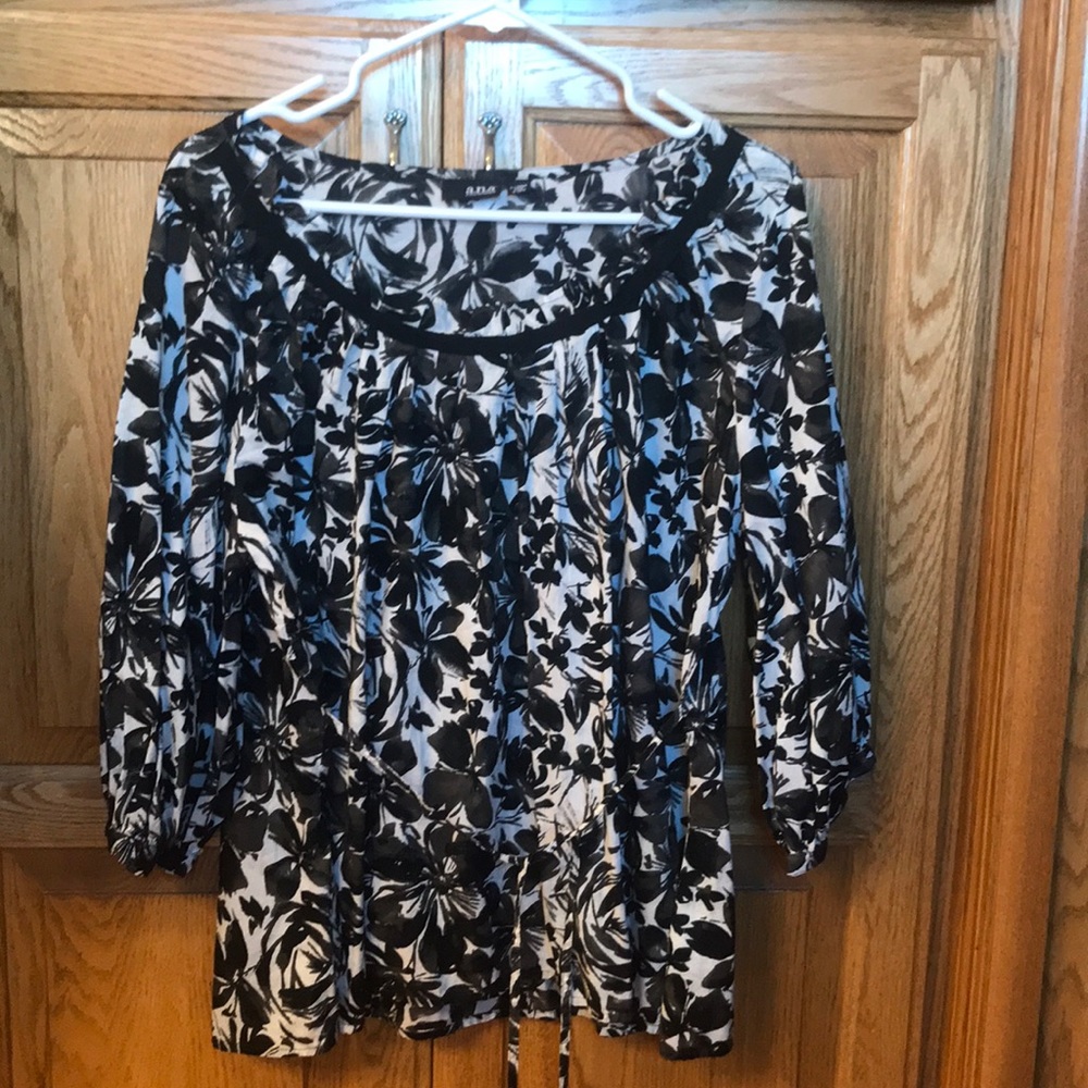 Black and white floral shirt